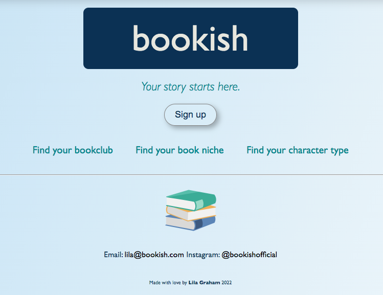 bookish webpage picture